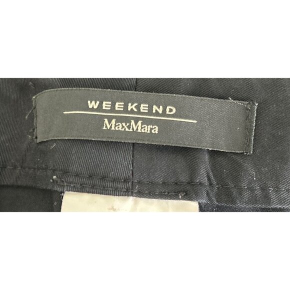WEEKEND MAX MARA Cropped Straight Leg Pants Stretch Cotton Black Size 14 - Picture 7 of 10